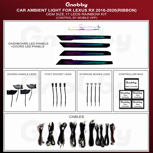 Lexus RX 2016-2020 Ambient Lighting Retrofit Kit | Ribbon style