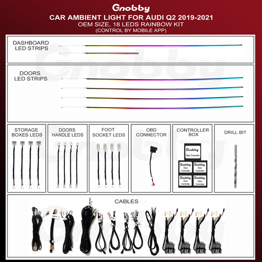 AUDI Q2 Ambient Lighting Retrofit Kit | Strips style