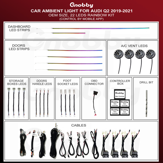 AUDI Q2 Ambient Lighting Retrofit Kit | Strips style
