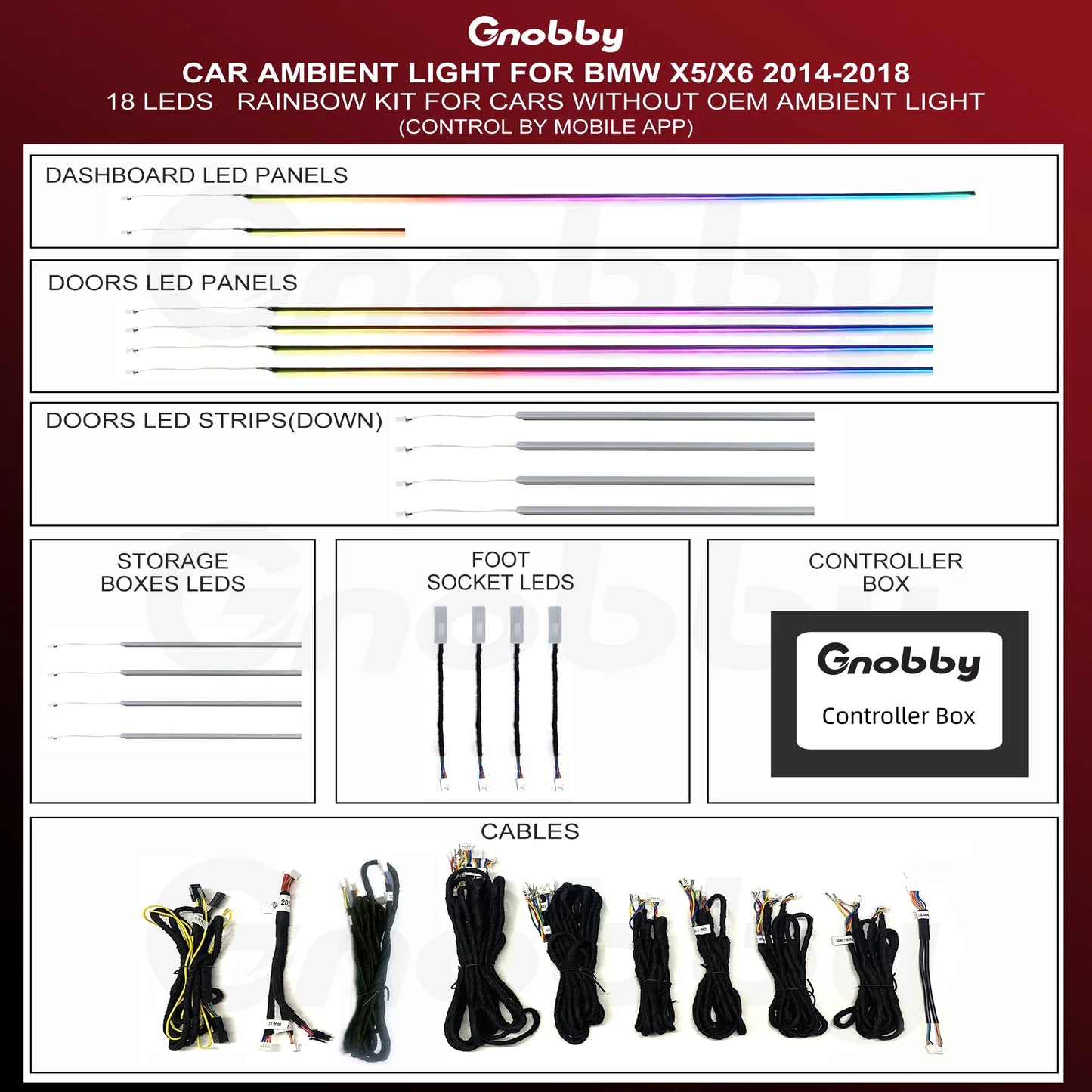 BMW X5 F15 2014-2018 Ambient Lighting Kit | Control by APP | LED Strips Style