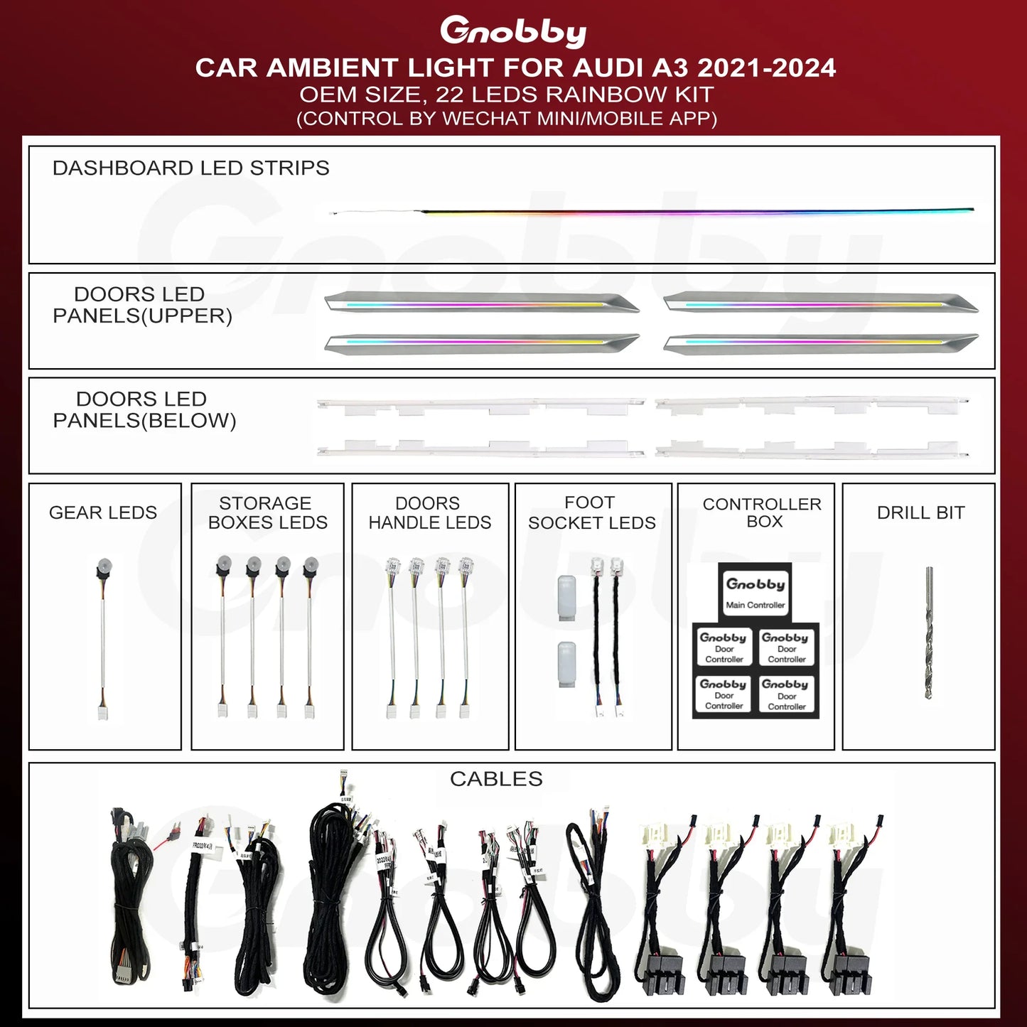 AUDI A3 2021-2024 Ambient Lighting Retrofit Kit | Laser engraving Style