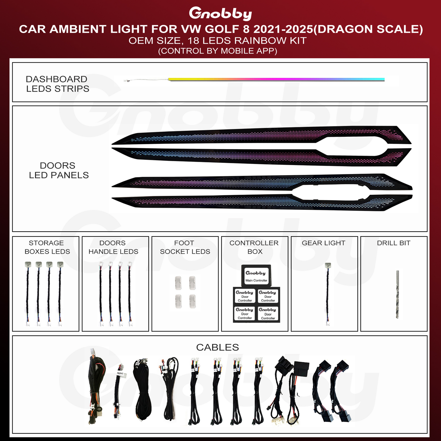 VW Golf 8 2021-2025 Ambient Lighting Kit | Dragon scale style
