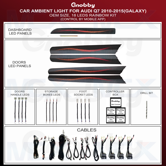 AUDI Q7 2010-2015 Ambient Lighting Retrofit Kit | OEM Size | Galaxy style