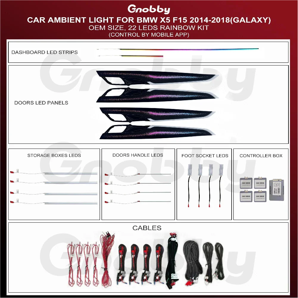 BMW X5 F15 2014-2018 Ambient Lighting Kit-Galaxy | OEM Style | Control by APP