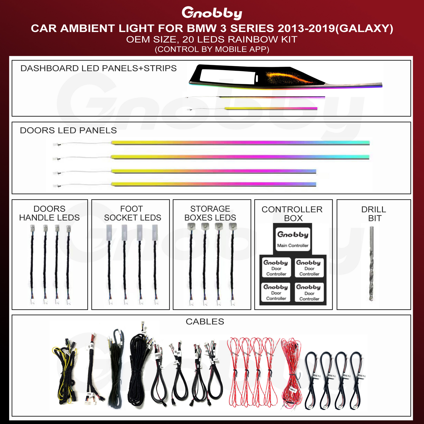 BMW 2014-2019 3 Series F30 Ambient Lighting Kit | Custom panels