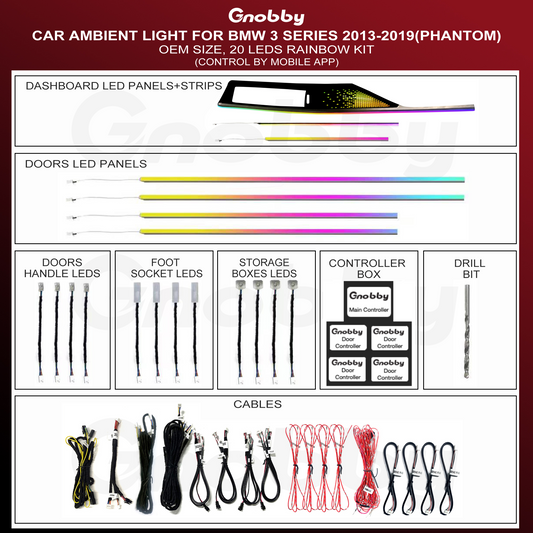 BMW 2014-2019 3 Series F30 Ambient Lighting Kit | Custom panels