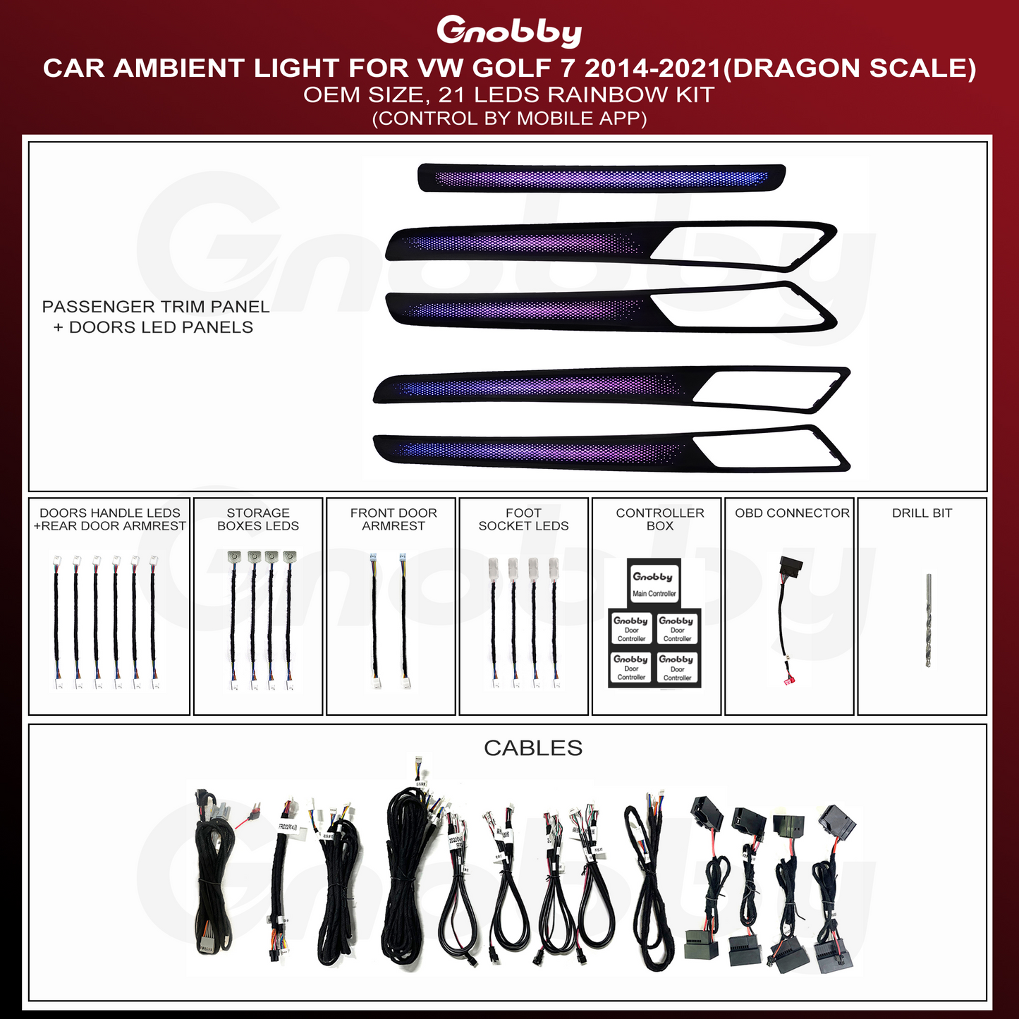 VW Golf 7 2014-2021 Ambient Lighting Kit | Dragon scale style