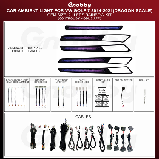 VW Golf 7 2014-2021 Ambient Lighting Kit | Dragon scale style