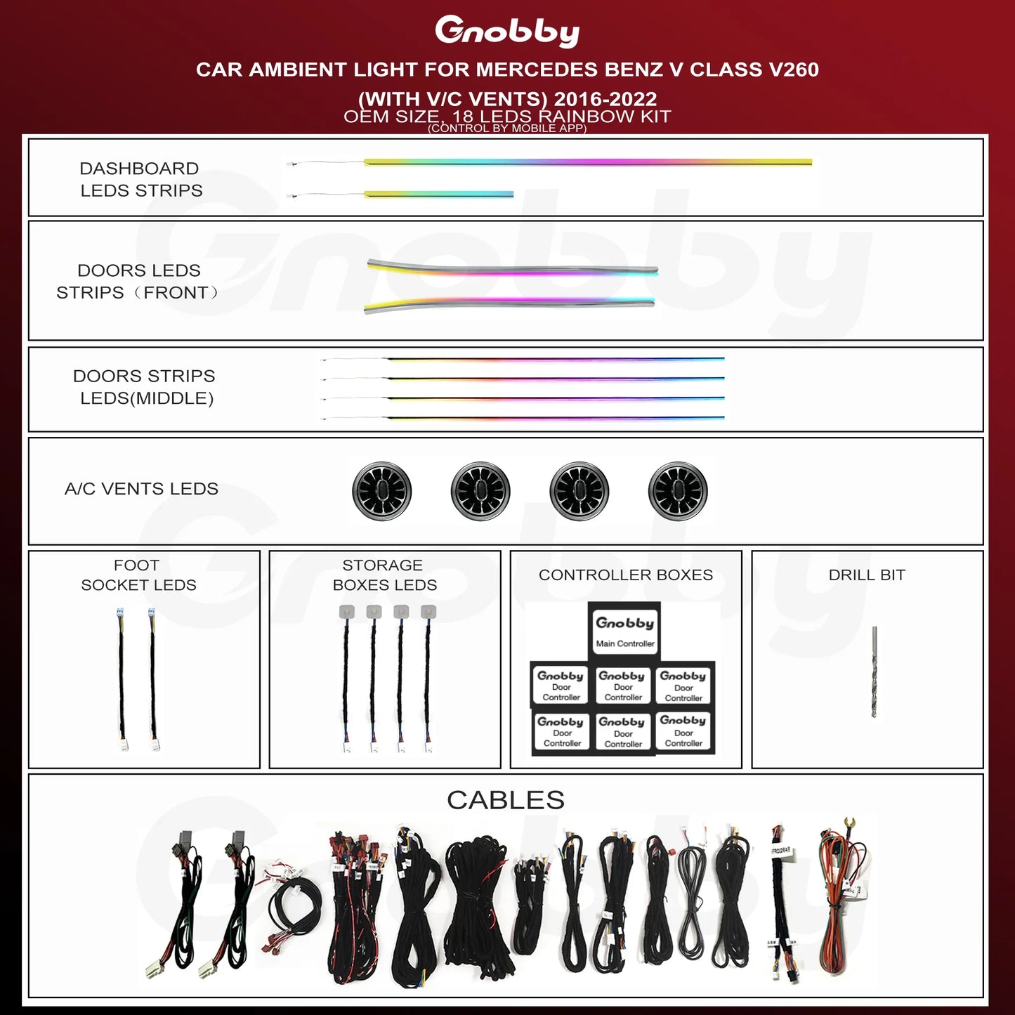 BENZ V Class V260 Ambient Lighting Retrofit Kit with A/C Vent | OEM Style