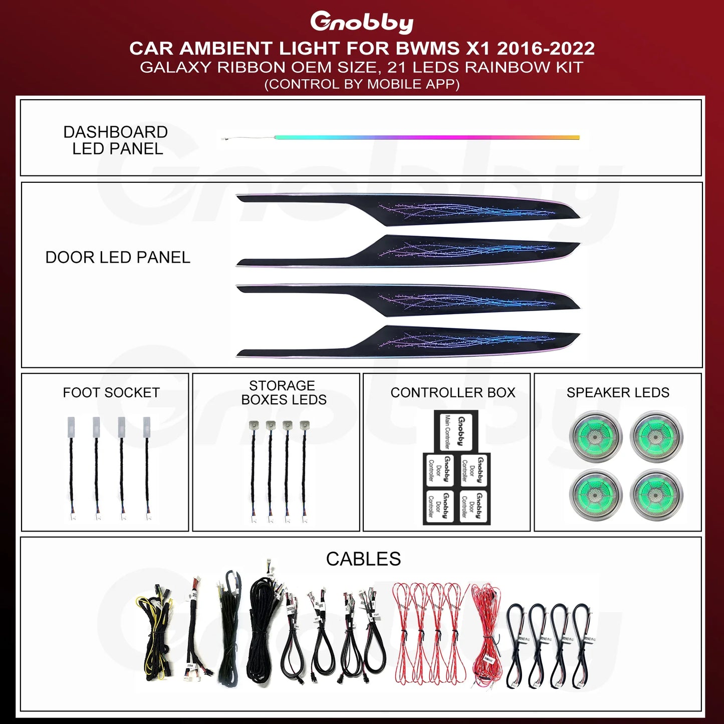 BMW X1 F48 2016-2022 Ambient Lighting Kit | Control by APP | Galaxy Ribbon Style