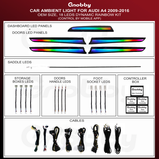AUDI A4 2009-2016 Ambient Lighting Retrofit Kit | Dynamic Rainbow Kit | OEM Size