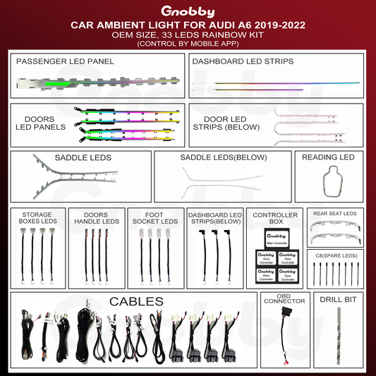 AUDI A6L 2019-2024 Ambient Lighting Retrofit Kit | 33 LEDs