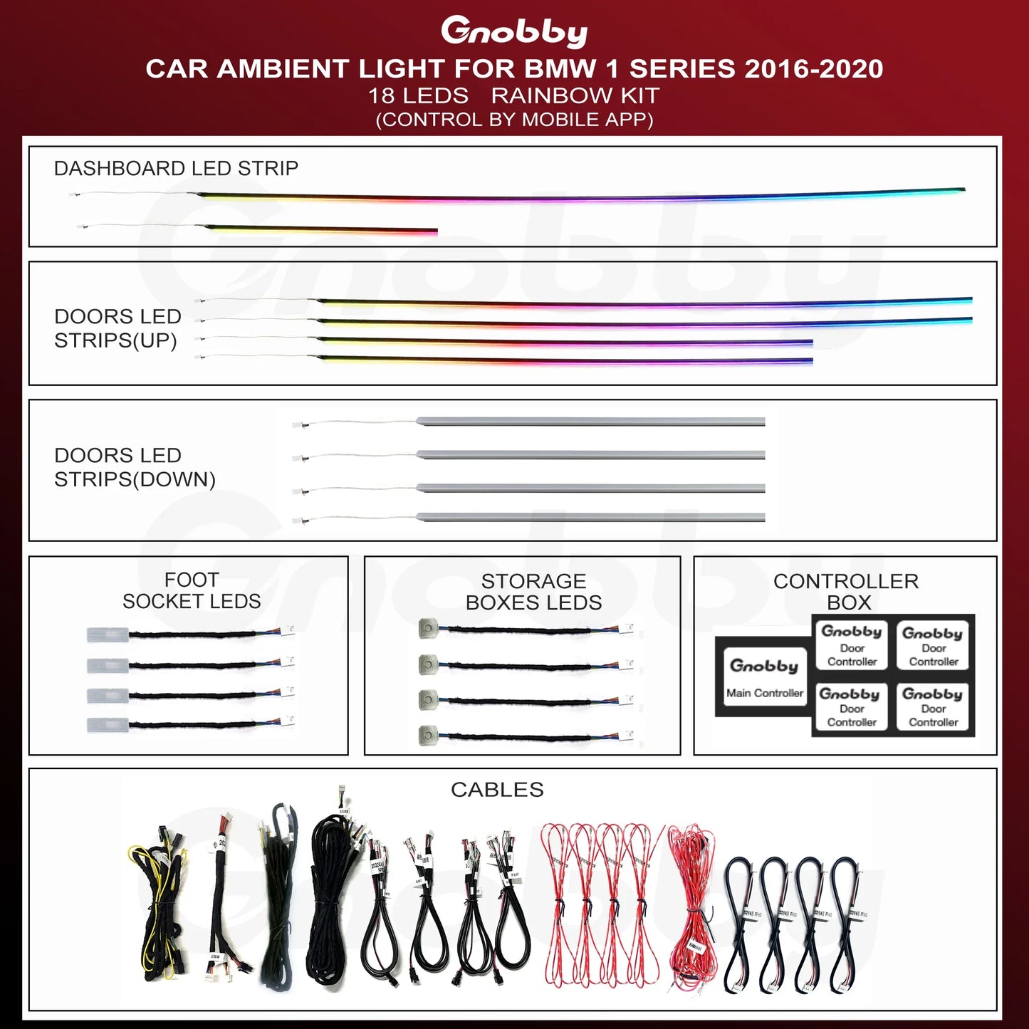 BMW 1 Series F40 2016-2020 Ambient Lighting | LED Strips | Control by APP