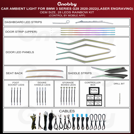 BMW 2020-2025 3 Series G20 G28Ambient Lighting Kit | 64 Colors LED Car Interior upgrade