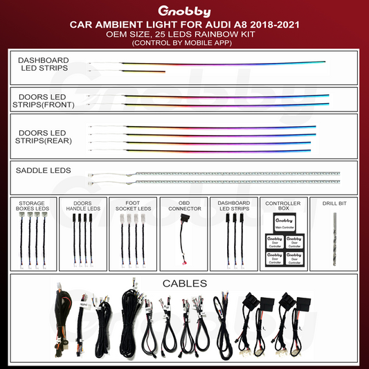 AUDI A8 A8L 2018-2021 Ambient Lighting Retrofit Kit | Strips style