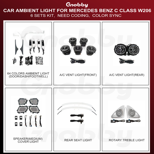 BENZ C Class W206 Ambient Lighting retrofit Kits with OEM Size