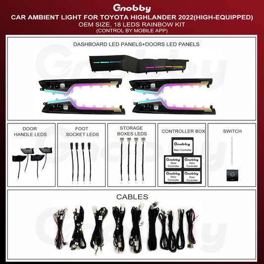 Ambient Lighting Kit for TOYOTA Highlander 2022-2023