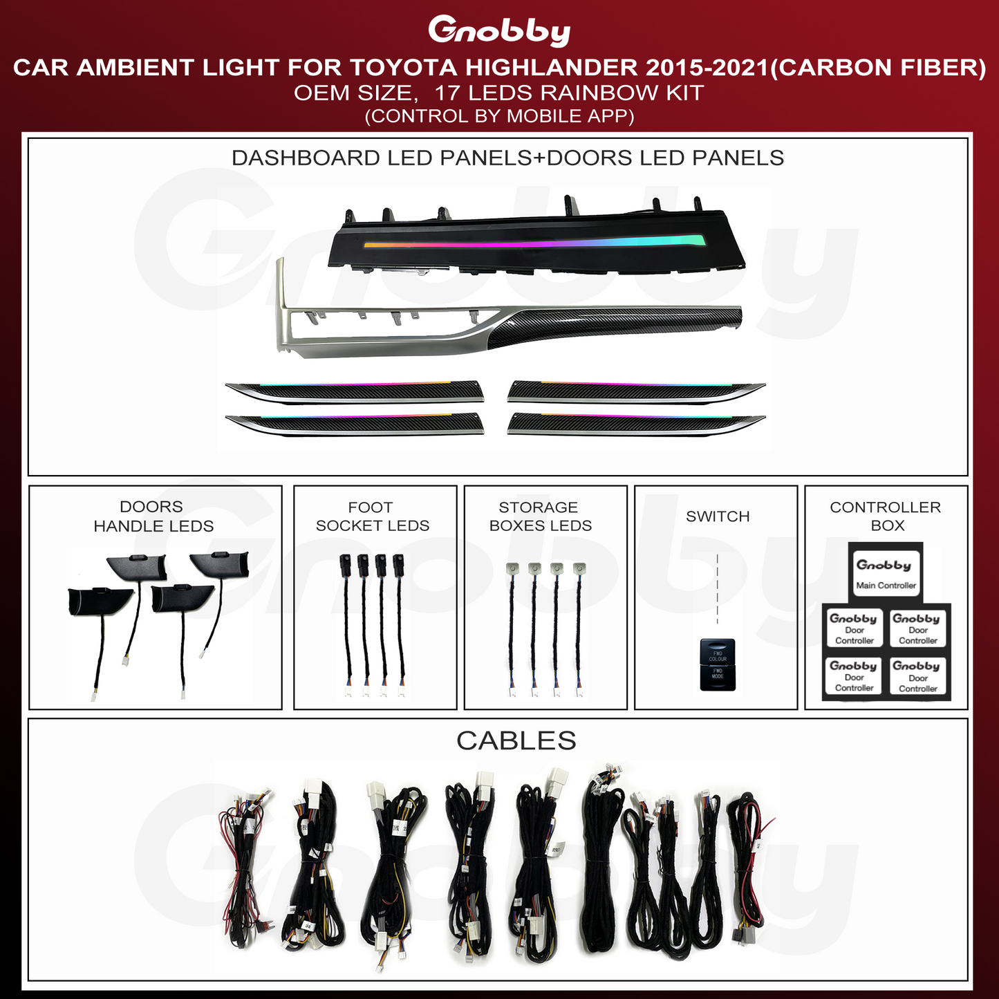 Ambient Lighting Kits for Toyota Highlander 2015-2021