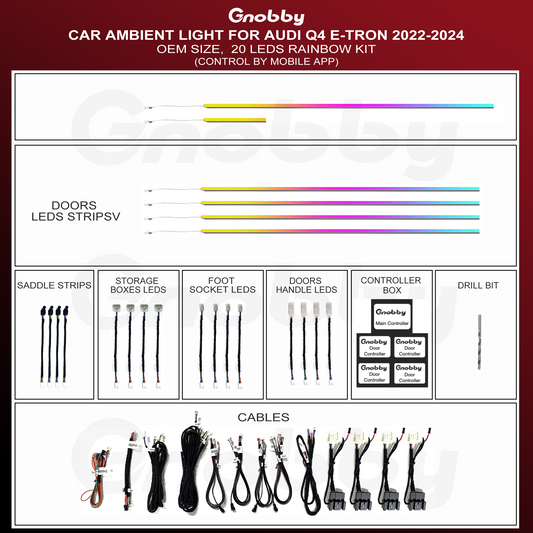 AUDI Q4 E-tron Ambient Lighting Retrofit Kit | Strips style