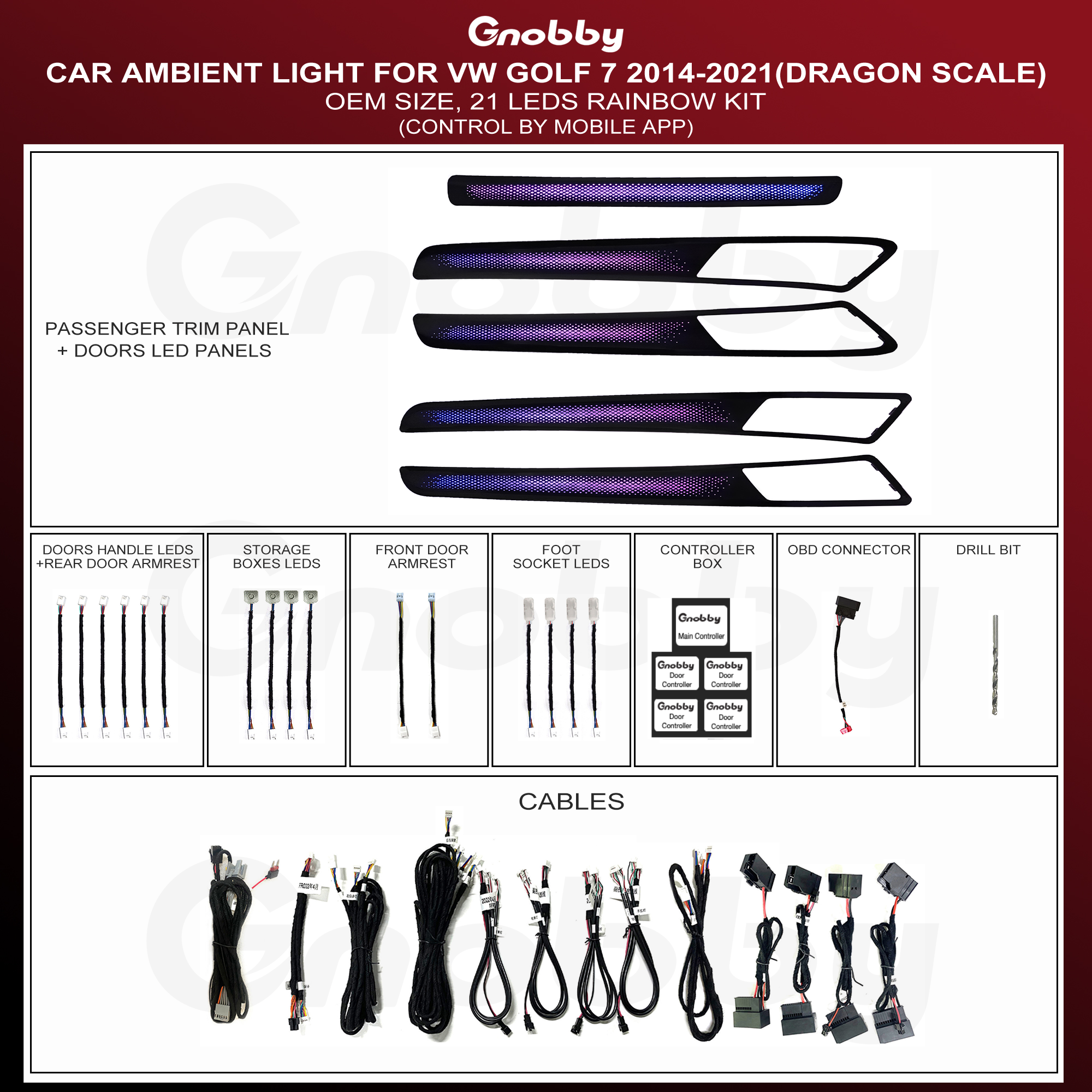 VW Golf mk7 mk7.5 2014-2021 Ambient Lighting Kit | Dragon scale style