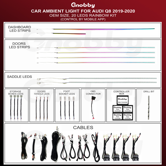 AUDI Q8 2019-2020 Ambient Lighting Retrofit Kit | Strips style