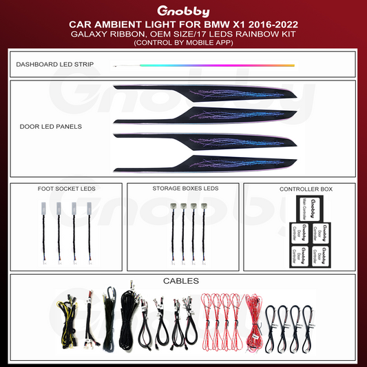 BMW X1 F48 2016-2022 Ambient Lighting Kit | Control by APP | Galaxy Ribbon Style
