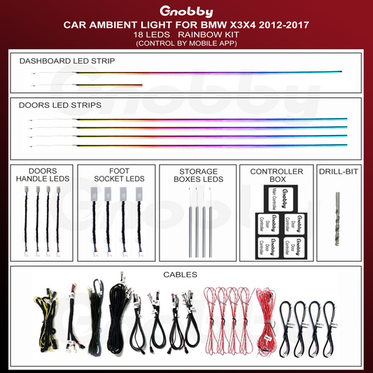 BMW X4 F6 2012-2017 Ambient Lighting Kit | Control by APP | Strips Style