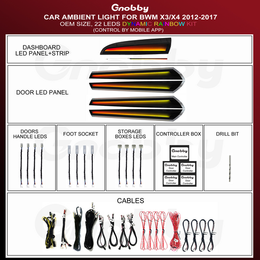 BMW X3 F25 2012-2017 Ambient Lighting Kit | Control by APP | Dynamic Rainbow Kit