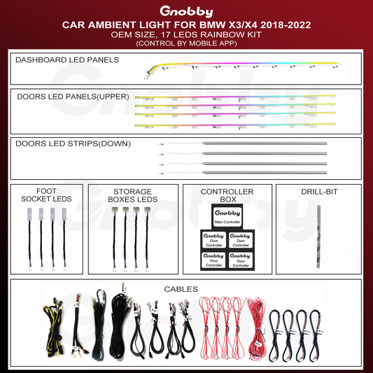 BMW X4 G02 2018-2022 Ambient Lighting Kit | Control by APP｜OEM Size