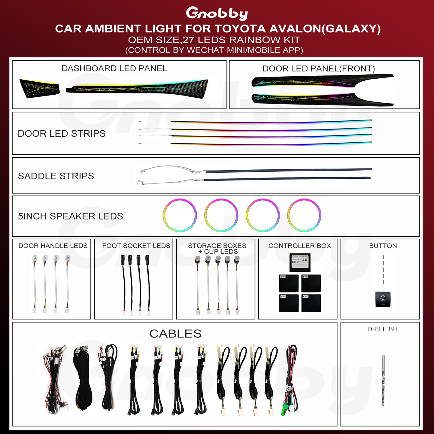 Ambient Lighting Kit for TOYOTA Avalon 2019-2024