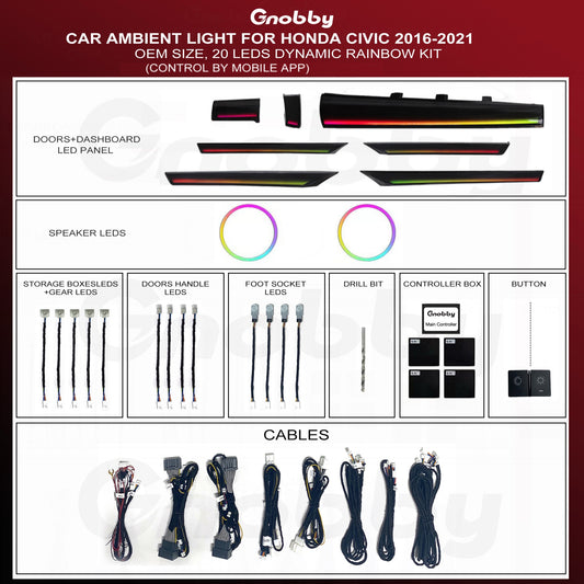 Honda 10th Gen Civic (2016-2021) Ambient Lighting Kit for LHD&RHD