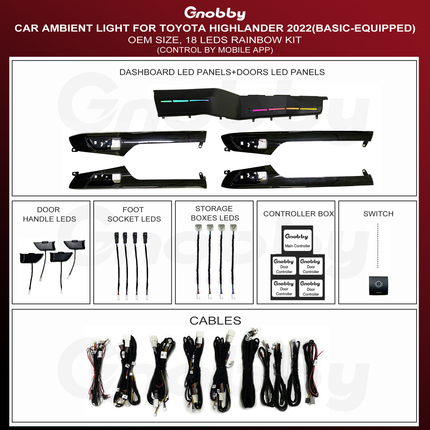 Ambient Lighting Kit for TOYOTA Highlander 2022-2023